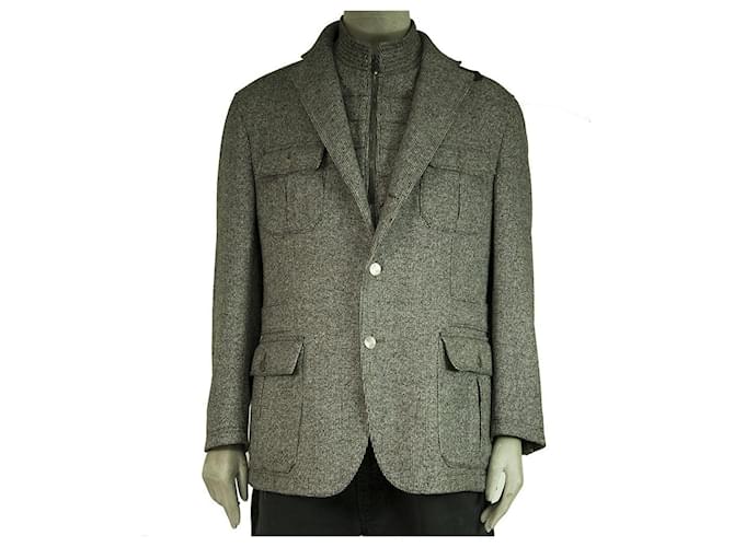 Corneliani Collection CC Gray Wool Cashmere Button Front Men's Blazer Jacket 58 Grey  ref.368147