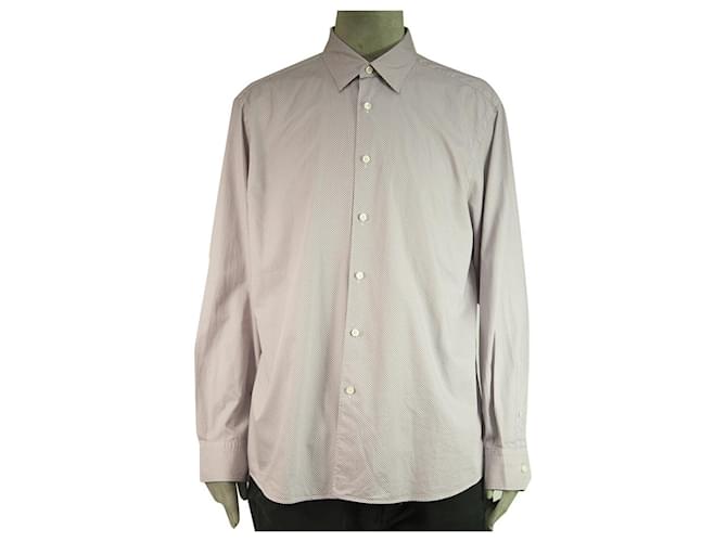Ermenegildo Zegna Camisa de jacquard a cuadros púrpura de cuadrícula de algodón de manga larga para hombre XXL  ref.368160