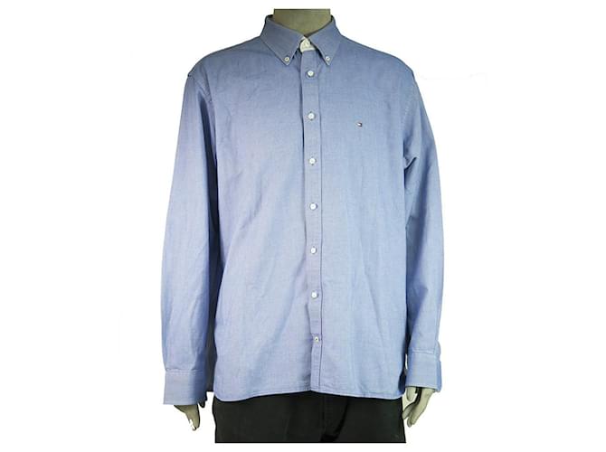 Tommy Hilfiger Oxford Blue Button Down Shirt Long Sleeve Cotton Mens XXL  ref.368180