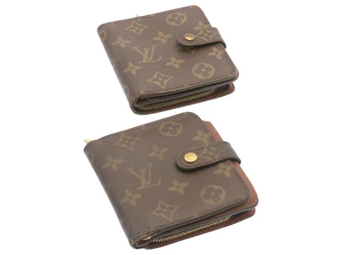 LOUIS VUITTON Monogram Compact Zip Bifold Wallet 2Set M95005 LV Auth 24003 Cloth  ref.368228