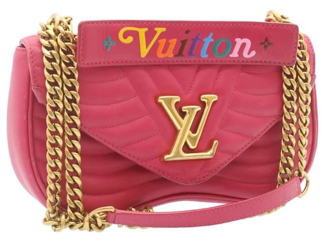 LOUIS VUITTON New Wave MM Chain Shoulder Bag Leather 2Way Pink M55020 Auth 24027  ref.368238
