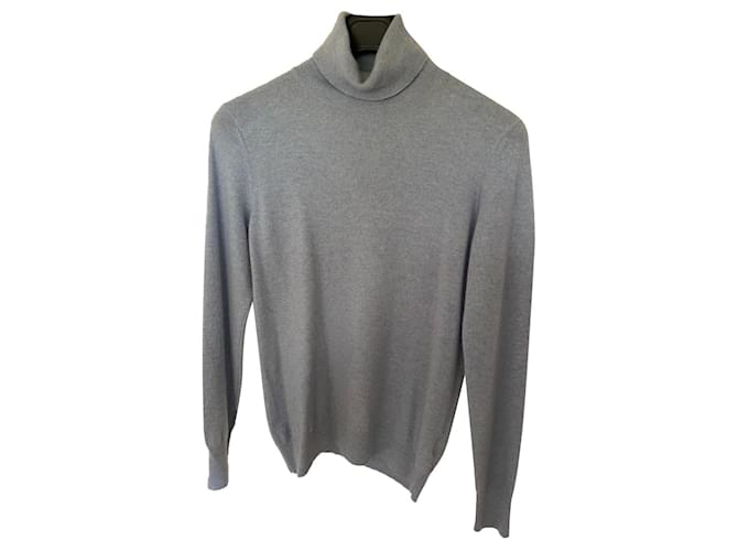 Autre Marque Hellblauer Kaschmirpullover mit Rollkragen 