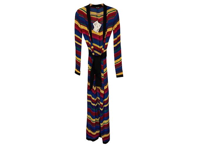 Balmain Multi Colour Chevron Long Cardigan Viscose Size 36 Multiple colors