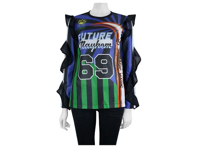 Farbe Kenzo Fußballtrikot mit Rüschen Weiß Blau Grün Gelb