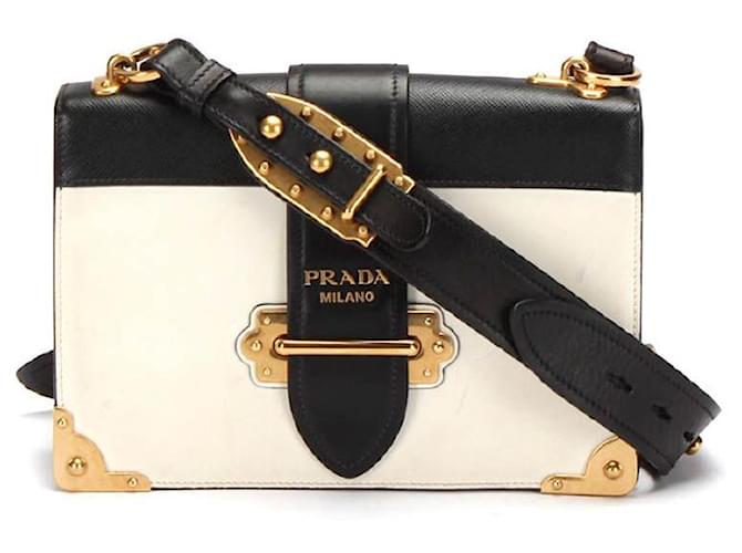 White Prada Cahier Leather Bag