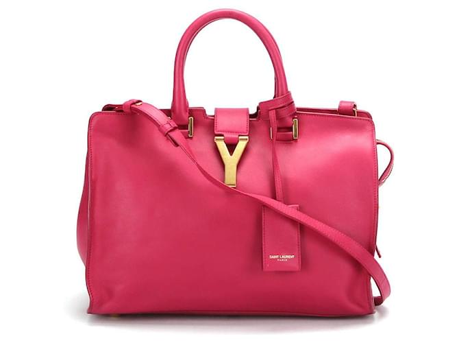 Yves Saint Laurent YSL Cabas Chyc Leather Shoulder Bag  in pink calf leather leather  ref.368475