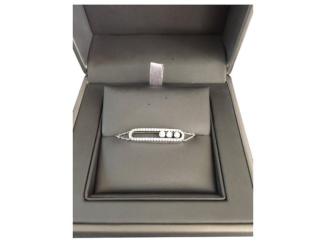 100% AUTHENTIQUE BRACELET MESSIKA OR BLANC DIAMANT MOVE CLASSIC PAVÉ