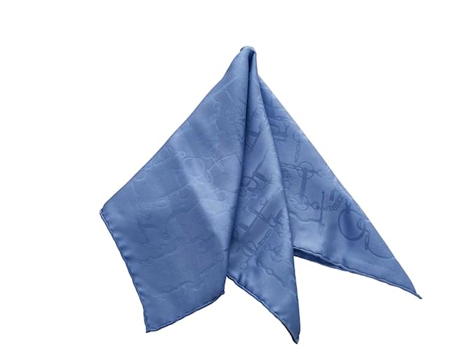 Foulard en soie imprimée bleu Hermès Tissu  ref.368606