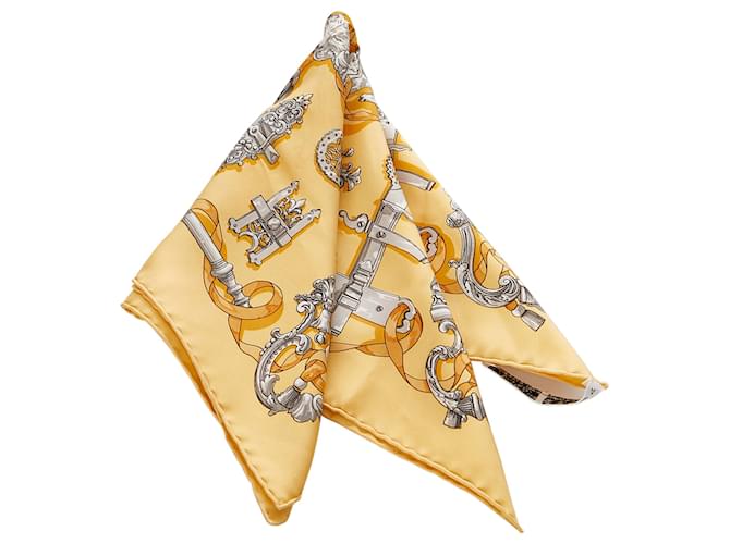 Hermès Bufanda de seda estampada Hermes Yellow Ferronnerie Multicolor Amarillo Paño  ref.368670