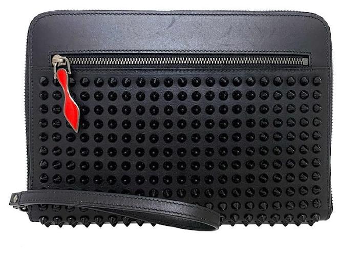 [Used] CHRISTIAN LOUBOUTIN Tablet Case Black Tablet Fastener Spike Studs Leather  ref.368779