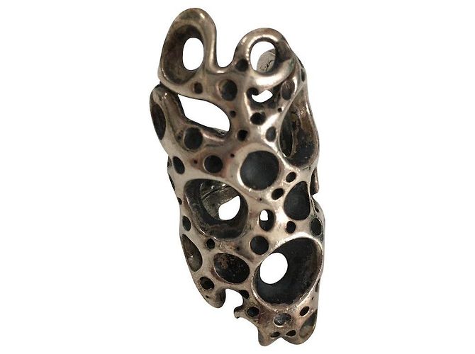 Autre Marque Brutalistischer Fingerspitzenring Silber