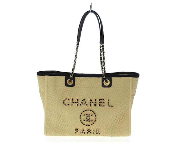 Sac cabas Chanel Synthétique Beige  ref.369003