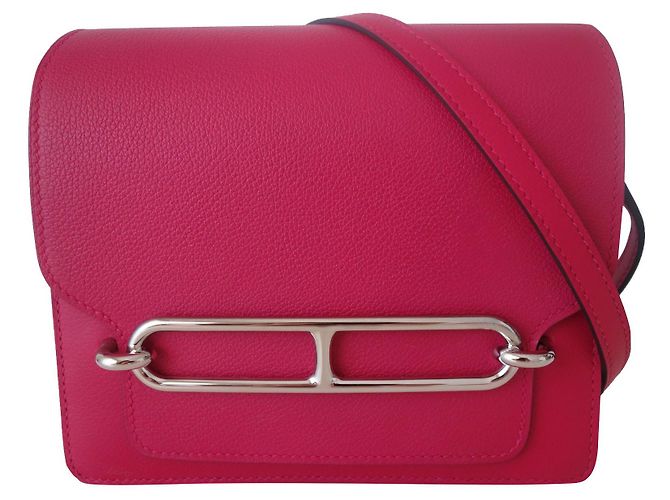Hermès Borsa Hermes mini Roulis Rosa Prugna Pelle