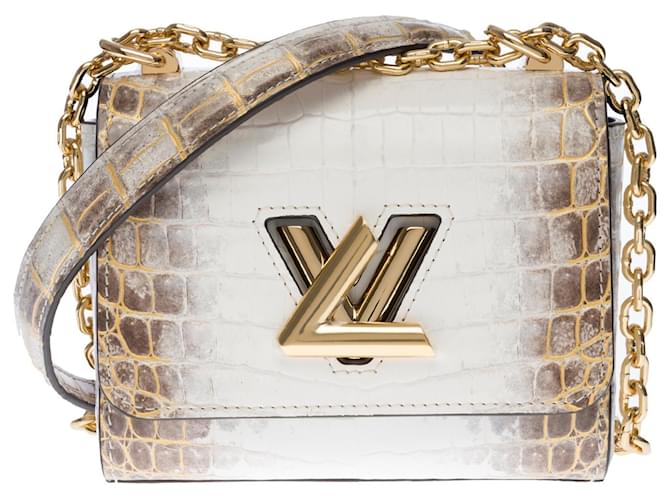 Exceptionnel et précieux sac Louis Vuitton Twist Mini en cuir de Crocodile Niloticus blanc ! Cuirs exotiques  ref.369987