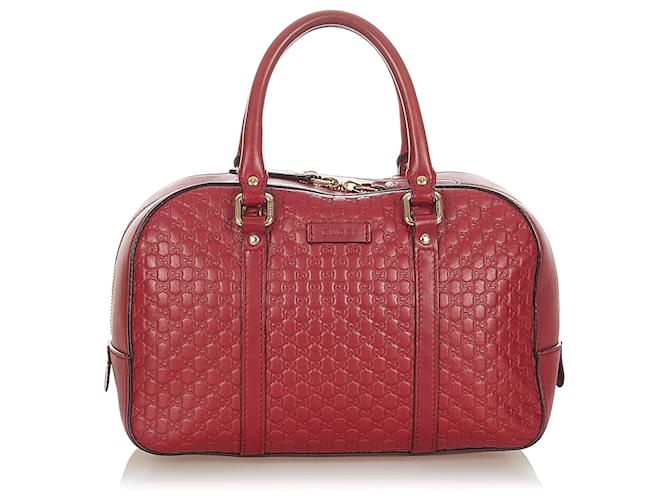 Gucci Red Microguccissima Satchel Dark red Leather Pony-style calfskin  ref.370004