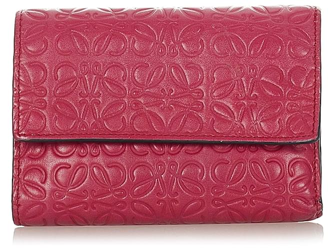 Loewe Red Anagram Leather Small Wallet Pony-style calfskin  ref.370005