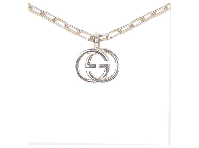 Gucci Silver Interlocking G Pendant Necklace Silvery Metal  ref.370019