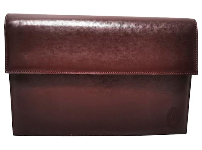Cartier Red Must de Cartier Leather Clutch Bag Dark red Pony-style calfskin  ref.370027