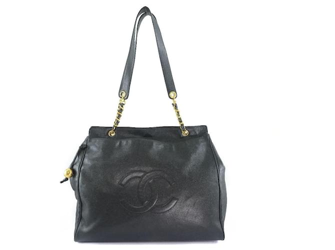 Chanel shopping Black Leather  ref.370202