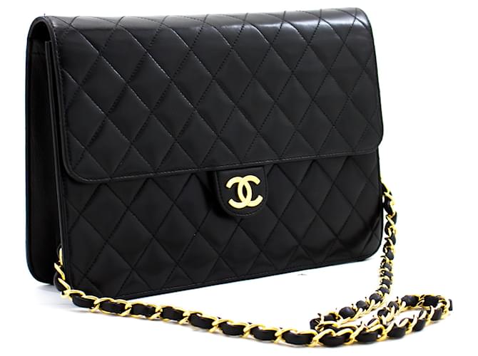 Chanel Classic Flap Negro Cuero  ref.370534