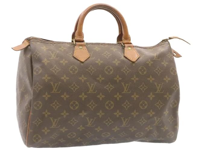 Speedy Louis Vuitton-Monogramm schnell 35 Handtasche Vintage M.41524 LV Auth 24382 Khaki Lackleder  ref.370581