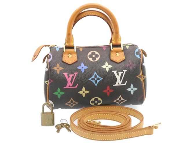 LOUIS VUITTON Monogram Multicolor Mini Speedy Hand Bag Black M92644 auth 24447 Purple Patent leather  ref.370629