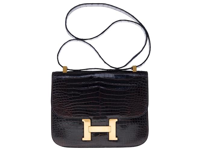 Hermès Sublime Hermes Constance handbag in brown porosus crocodile