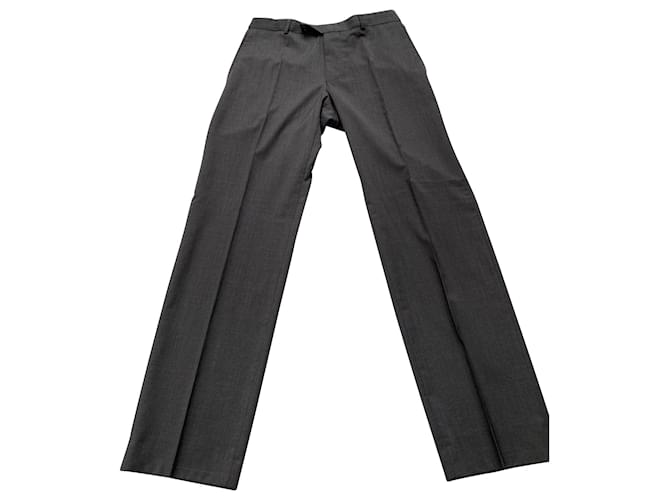Hugo Boss Dark Grey James Brown Trousers Wool  ref.370853