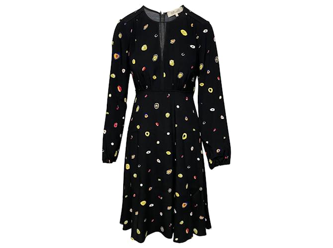 Diane Von Furstenberg Black Multicolor Print Midi Dress Multiple colors Viscose Cellulose fibre  ref.370855