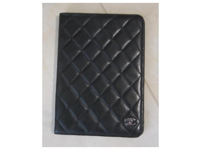 Chanel ipad mini case Black Leather