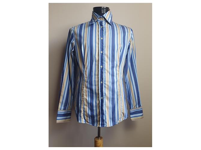 Etro chemises Coton Bleu Multicolore  ref.371101