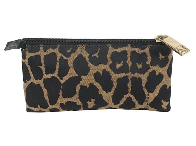 Autre Marque Fendi Brown x Black Leopard Cheetah Cosmetic Pouch Leather  ref.371200