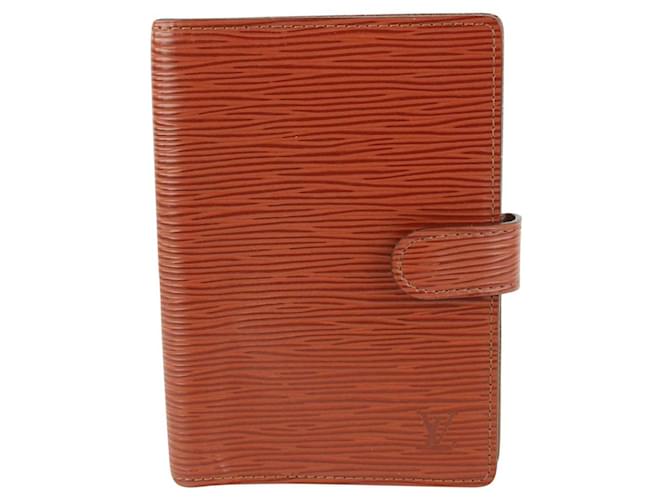 Louis Vuitton Brown Epi Leather Small Ring Agenda PM Diary Cover Notebook 97LV2 Cuir  ref.371248
