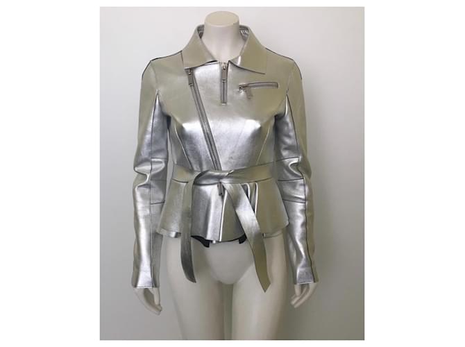 Dsquared2 Leather biker jacket Metallic  ref.371460