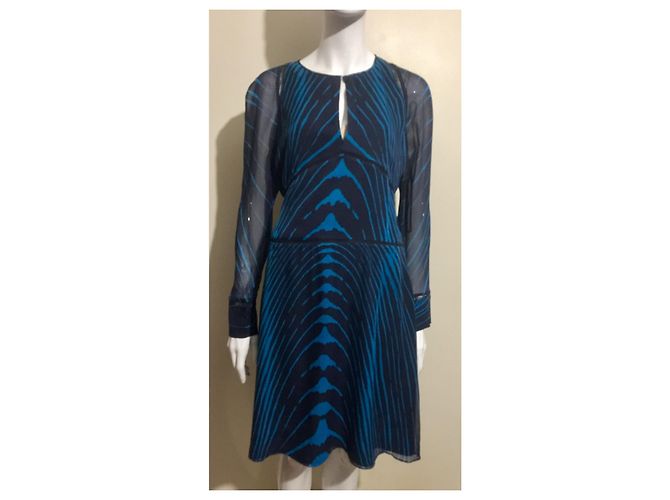 Diane Von Furstenberg Abito DvF Glenna in seta Blu navy Turchese
