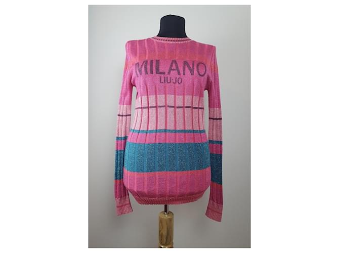 Liu.Jo Rosa Langarm Bluse Strick M Pink Mehrfarben 