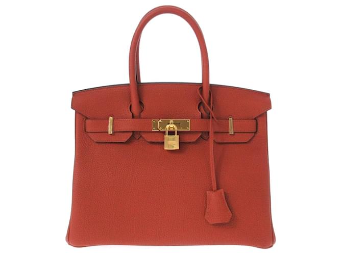 Hermès HERMES BIRKIN 30 Vermelho Couro  ref.371732