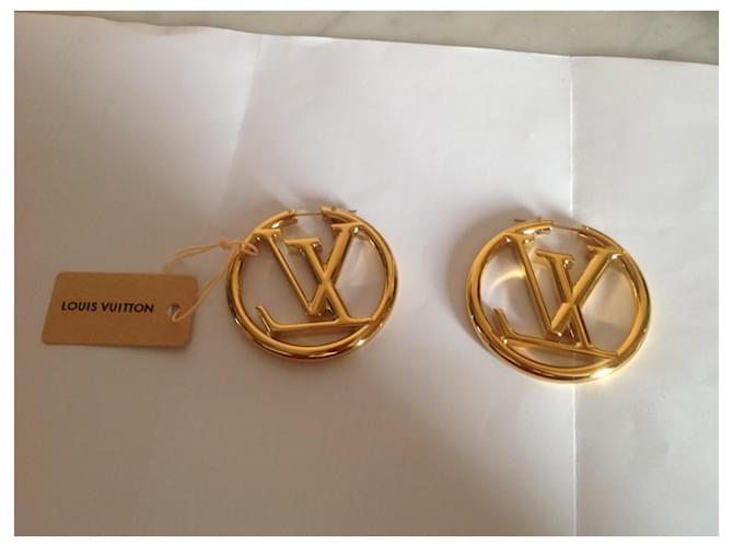 Louis Vuitton Brincos Dourado Metal  ref.371826