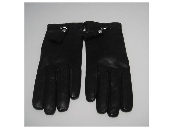Luvas Lancel Premier Flirt O Clássico de couro e caxemira preto