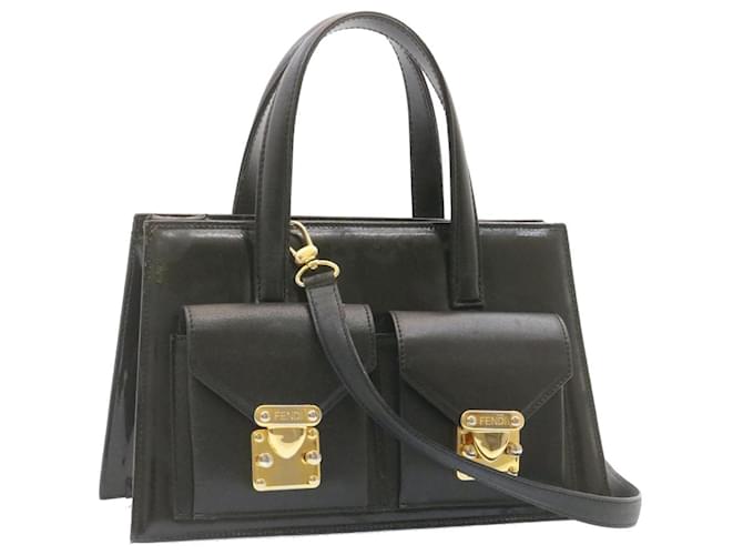 Fendi 2Way Hand Shoulder Bag Leather Black Auth ai073  ref.372172