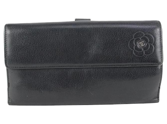 Chanel Schwarze Brieftasche Leder  ref.372212