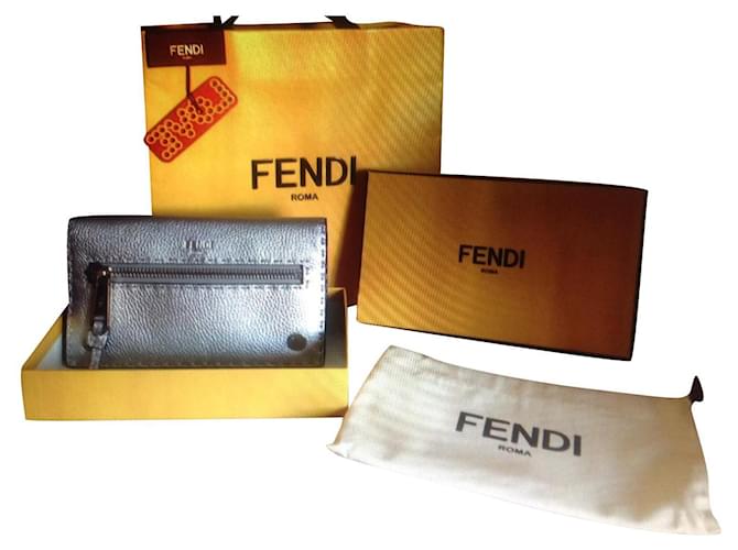 Fendi Purses, wallets, cases Silvery Leather  ref.372464