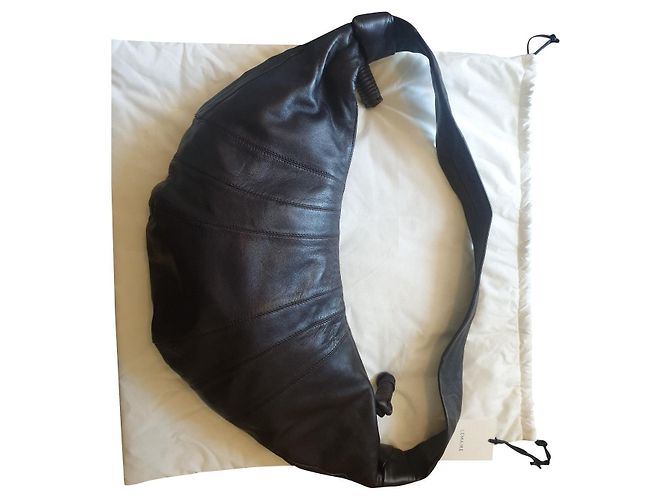 Borsa Croissant Lemaire in pelle nera Nero