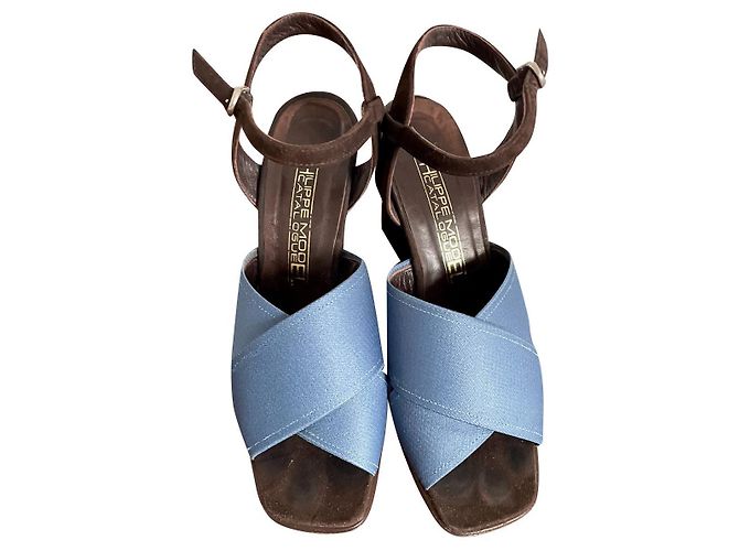 Sandali con zeppa Philippe Model blu jeans