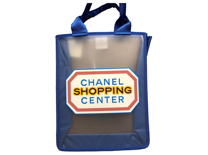 Chanel cabas shopping center Plastique Bleu  ref.372609