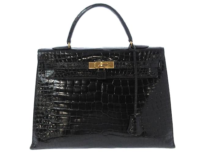 Hermès hermes kelly Black Exotic leather  ref.372657
