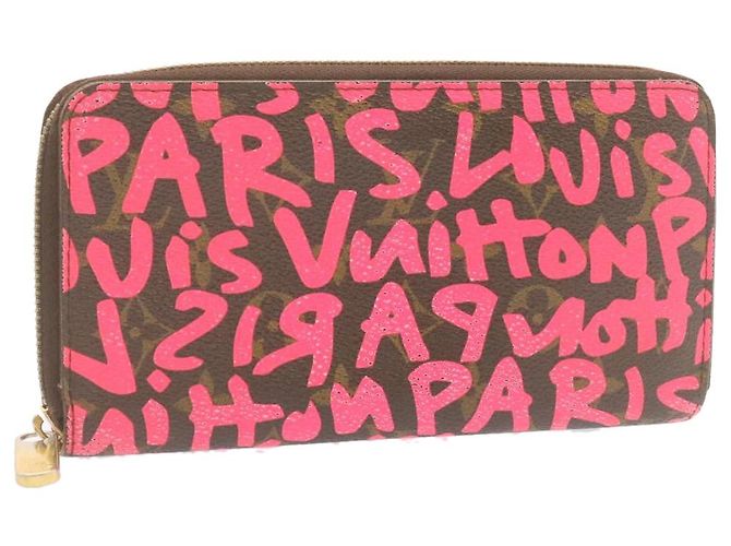 Zippy LOUIS VUITTON Portafoglio con zip e monogramma Graffiti Rosa M93710 LV Auth ar4814