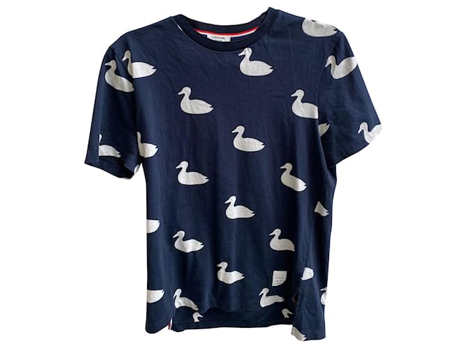 Camiseta Thom Browne All Over Ducks Negro Algodón  ref.372940