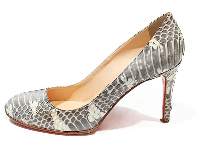 Christian Louboutin LOUBOUTIN PUMPS IN PYTHON GRAY WHITE WITH HEEL Grey  ref.373324