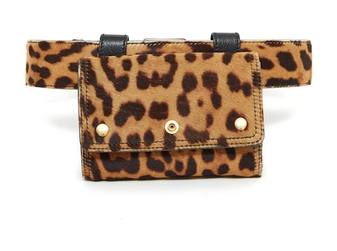 Downtown Yves Saint Laurent PANTHER CLUTCH ON BELT T75/80 Leopard print Pony-style calfskin  ref.373438